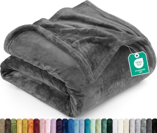 Utopia Bedding Twin Size Fleece Bed Blanket - Grey, 60x80 Inches, Ultra Soft