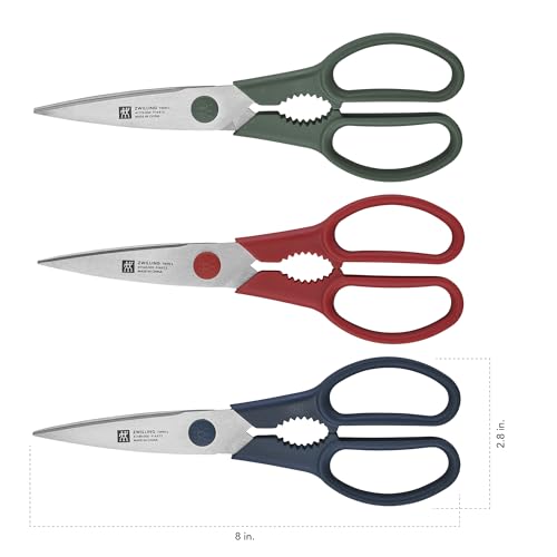 ZWILLING Now S 3-Piece Kitchen Shears Set, Multi-Purpose Stainless Steel Scissors with Ergonomic Handles, Blue, Red and Green