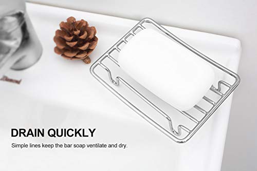 GUUKAR Rectangular Stainless Steel Soap Dish - Self-Draining Chrome Holder