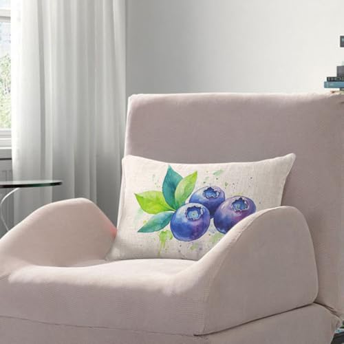 AOYEGO Blueberry Pillow Cover 12x20 Inch Rectangle Cotton Linen