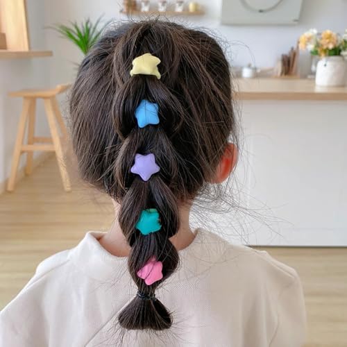 Holiday Hair Ties for Girls Festive Colorful Stars Elastics Set