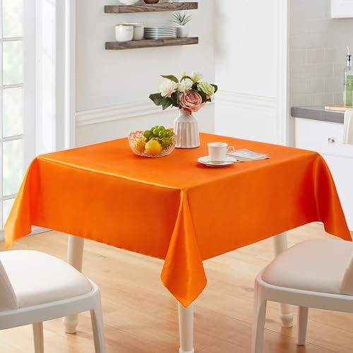 6 Pack Satin Rectangle Table Covers - 60 x 102 Inches, Orange - Party Tablecloths