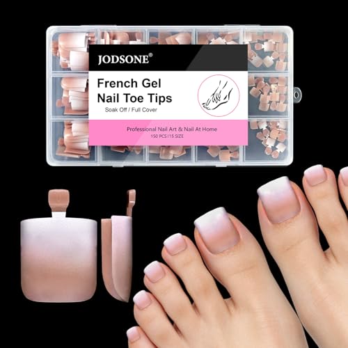 JODSONE French Gradient Brown Square Press On Toe Nails - 150 Pcs Soft Gel