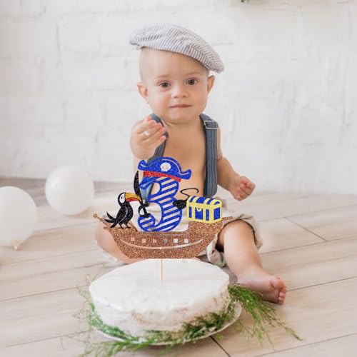 Pirate 3rd Birthday Cake Topper | Kids Party Decoration