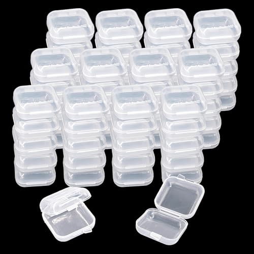 60PCS Mini Clear Plastic Jewelry Box Earring Storage Container NEETUE