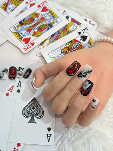 3D Poker Nail Stickers Self-Adhesive Hearts & Diamonds Nail Art Set