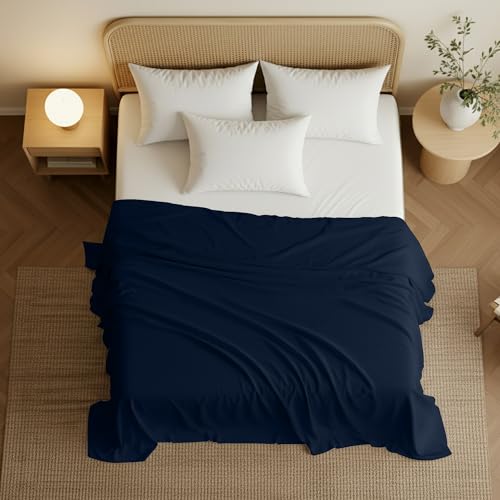 Utopia Bedding Twin Flat Sheets - 6 Pack Soft Microfiber Navy