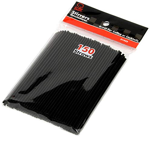 Chef Craft 5-Inch Black Coffee Stirrer Straws – 150 Pack