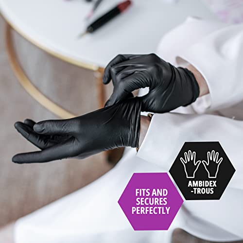 MED PRIDE Black Nitrile Exam Gloves - X-Large, Pack of 50 - Latex Free