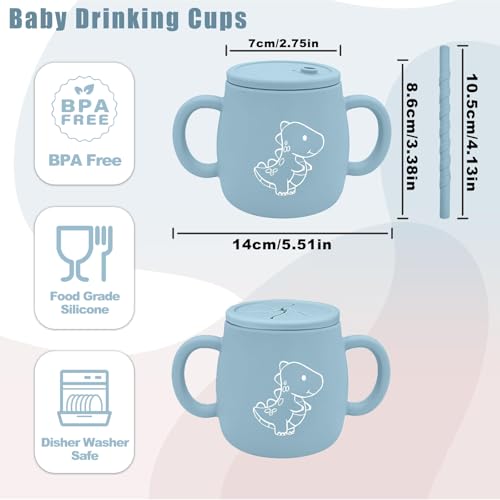XccMe Dinosaur Silicone Sippy Cup & Snack Container - 9 oz, Blue