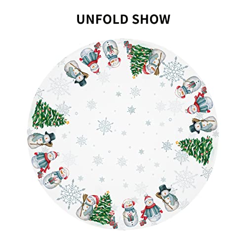Sweetshow Winter Snowflake Round Tablecloth 60 Inch - White Holiday Christmas Decor
