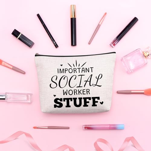 Social Worker Makeup Bag - Appreciation Gift Cosmetic Pouch, 10x7