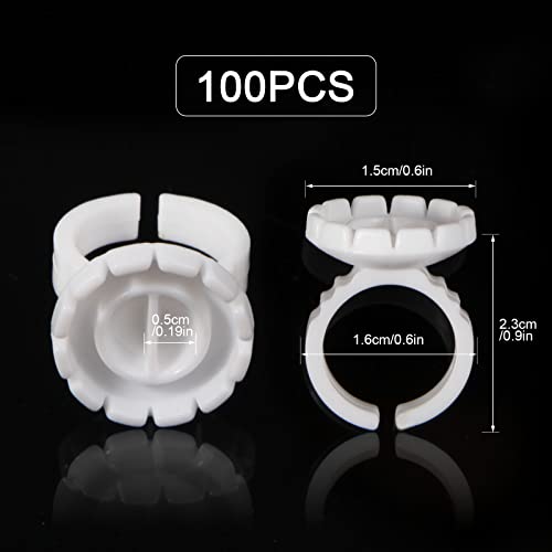 Burboeiy 100PCS Lash Rings for Eyelash Extensions - Adjustable Glue Cups