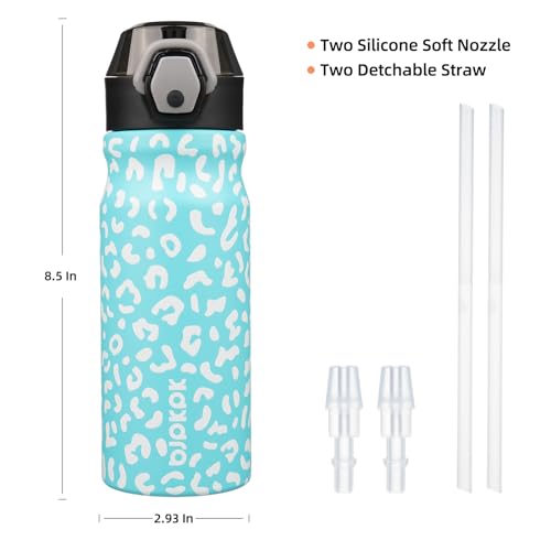 BJPKPK 18 oz Insulated Stainless Steel Water Bottle - Sky Blue Leopard