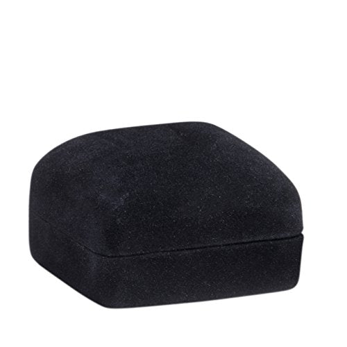 ALLUREPACK Luxury Rounded-Top Black Velvet Ring Box for Engagement