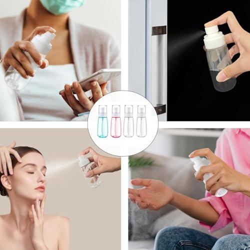 4 Pcs Mini Travel Spray Bottles 2oz 60ml Clear Refillable Containers