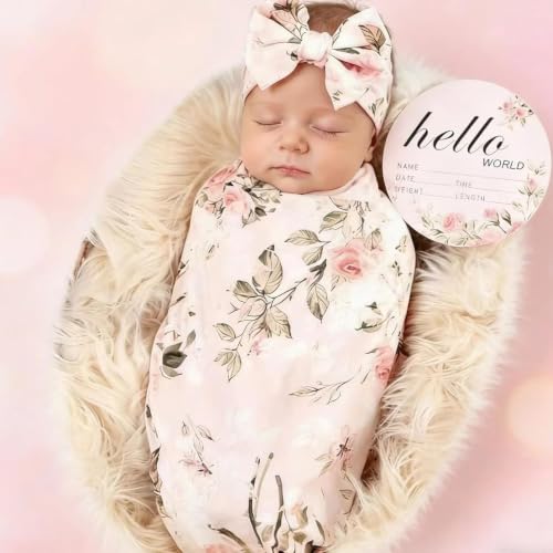 Galabloomer Vintage Newborn Receiving Blanket & Headband Set