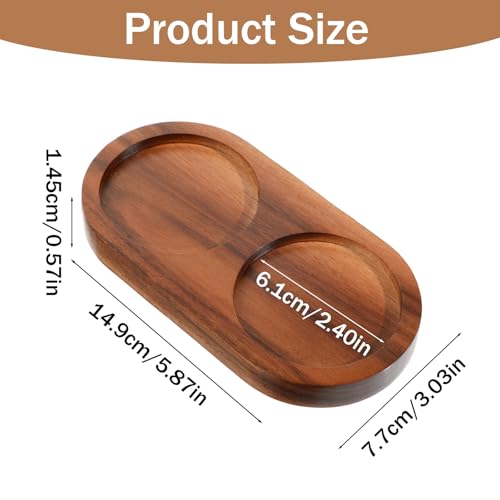 Acacia Wood Salt and Pepper Mill Tray - Kitchen Storage Holder