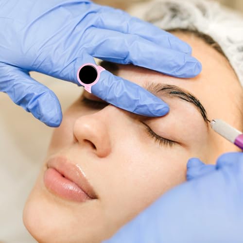 G2PLUS 100PCS Disposable Pink Eyelash Extension Glue Rings and Pigment Holders