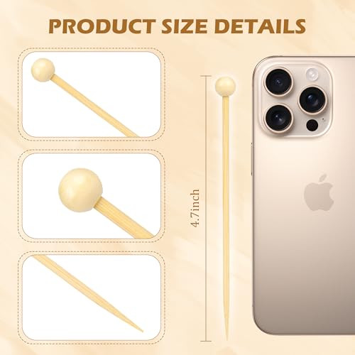 300Pcs Wooden Ball Cocktail Picks - Eco-Friendly Bamboo Appetizer Skewers
