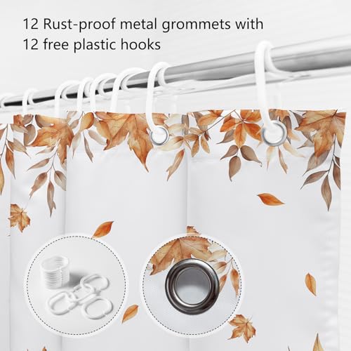 MEHOFOND Fall Pumpkin Shower Curtain, Orange Autumn Maple Leaf Decor 72x72