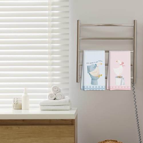 Funny Silly Goose Bathroom Towels - 2 Pack Microfiber Hand Towels