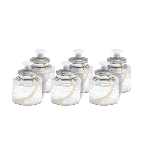 Sterno SoftLight Liquid Wax Candle Pack - Decorative Candles for Centerpieces, Candle Set with Bottle-Design Holder - Long Lasting Liquid Paraffin Candles, Burns Up to 18 Hours - 6 Pack