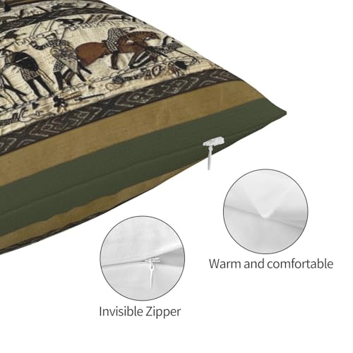 Bayeux Tapestry Lumbar Pillow Cover 12" x 20" Decorative Soft Plush Case