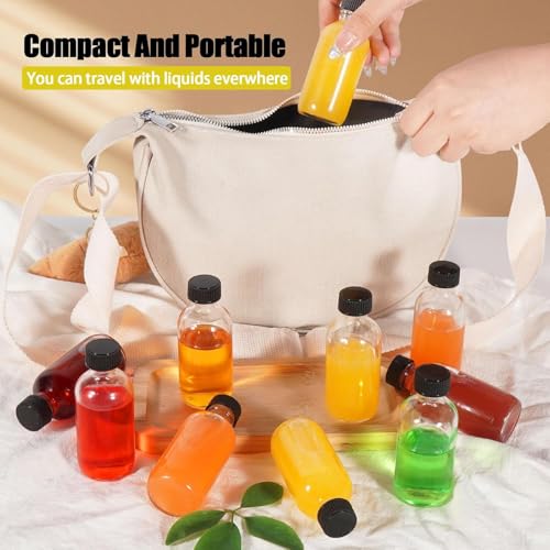 12-Pack 2oz Transparent Glass Bottles with Lids - Leakproof