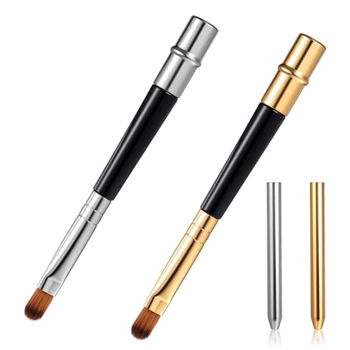 Professional Lip Brush 2-Pack with Cap - Portable Makeup Brushes