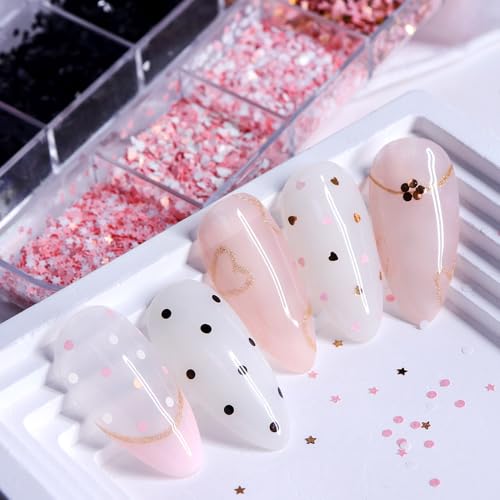 Holographic 3D Heart Nail Glitter Sequins 12-Grid Manicure Set