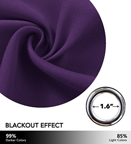 NICETOWN Royal Purple Blackout Curtain Panel 42" x 63" Grommet Drapes
