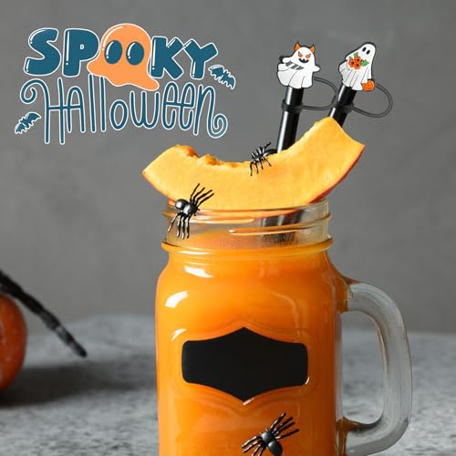 Ghost Straw Covers for Stanley Cup - 6 Pcs Reusable Silicone Caps