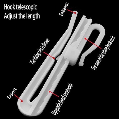 20 Adjustable Plastic Curtain Hooks for Pleater Tape - 7cm White