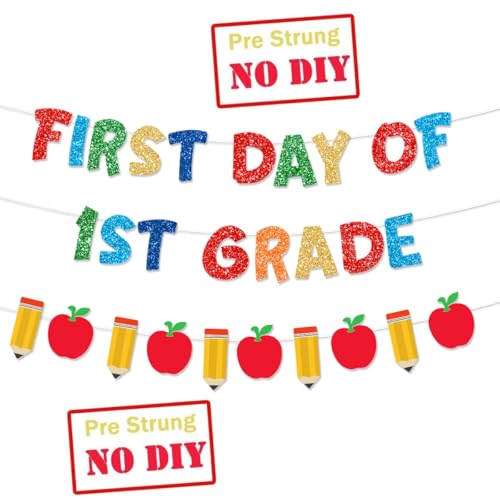 Pre-Strung 1st Grade Welcome Banner - Glittery Back to School Decorations