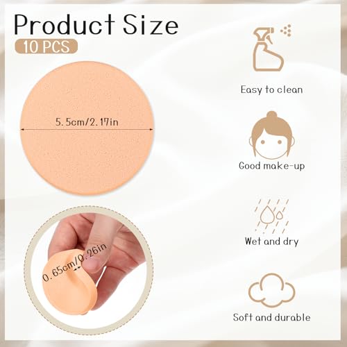 Piriuuo 10-Piece Round Makeup Sponges for Foundation Wet and Dry