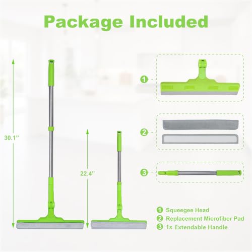 Extendable Shower Squeegee with 12" Wiper Blade & Microfiber Cloth