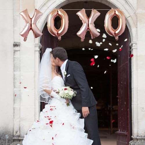 XOXO Balloons Banner - Rose Gold Aluminum Foil Decoration