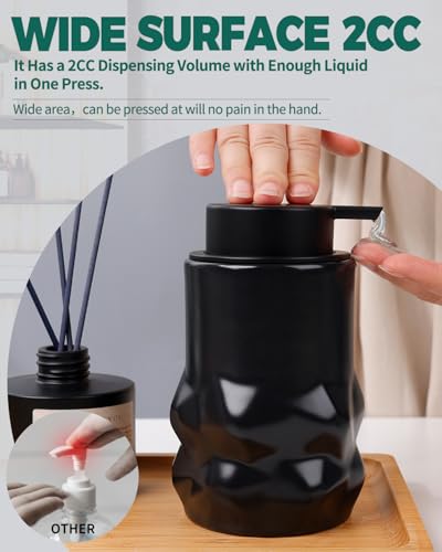 BosilunLife Black Liquid Sculpt Foam Soap Dispenser - Ceramic Hand Soap Dispenser for Kitchen & Bathroom