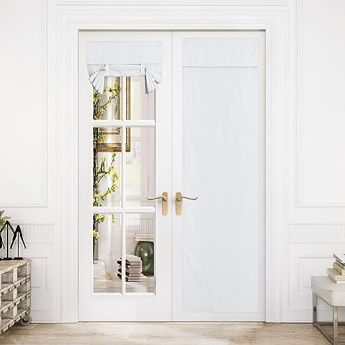 NICETOWN Blackout Door Shade, 26" x 80" Adhesive Thermal Curtain, White
