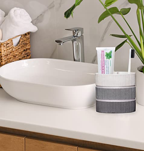 Popular Bath Madern Collection Resin Toothbrush Holder, Grey Stone Look