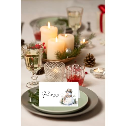 Christmas Food Labels Set of 48 with Folded Place Cards & Tent Name Cards - One