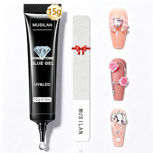 MUSILAN Rhinestone Nail Glue Gel - Super Strong 3D Gem & Charm Adhesive