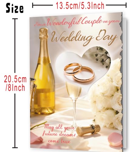 Missonemi Wedding Card for Bride and Groom, 5x7 Inch Couple Greeting Card