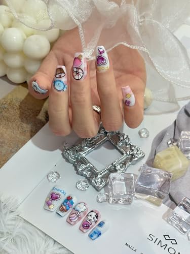 5D Embossed Dessert Cake Ice Cream Nail Stickers - 3 Sheets