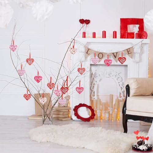 16-Piece Valentine's Day Hanging Heart Ornaments Set