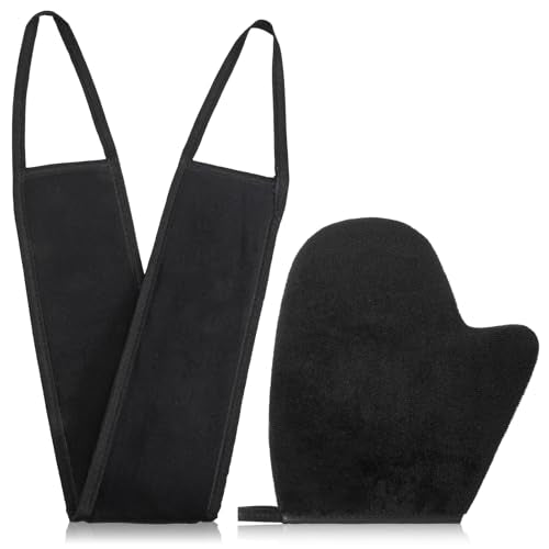 Self Tanning Mitt Set with Back Applicator and Thumb Velvet Mitt