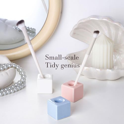 Airmoon Mini White Ceramic Toothbrush Holder - Multi-Functional Organizer for Bathroom