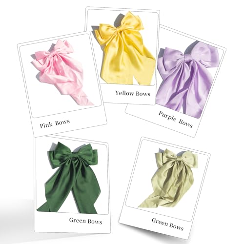 Yellow Silk Satin Hair Bow Clip for Women and Girls Oversized