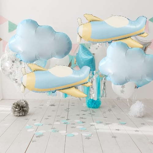 8 Pack Cloud and Airplane Foil Balloons for Party Decor